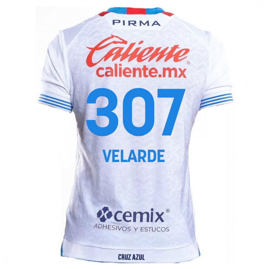 Niño Fútbol Camiseta Juan Velarde #307 Blanco Azul 2ª Equipación 2024/25