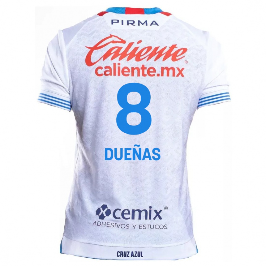 Niño Fútbol Camiseta Jesús Dueñas #8 Blanco Azul 2ª Equipación 2024/25