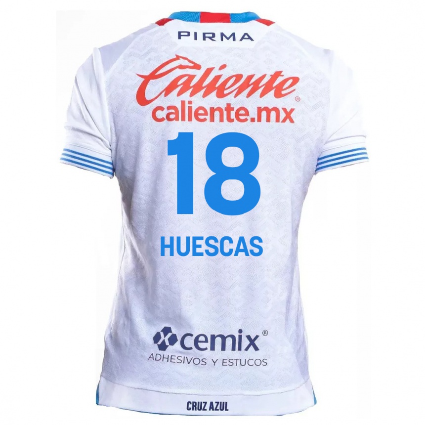 Niño Fútbol Camiseta Rodrigo Huescas #18 Blanco Azul 2ª Equipación 2024/25