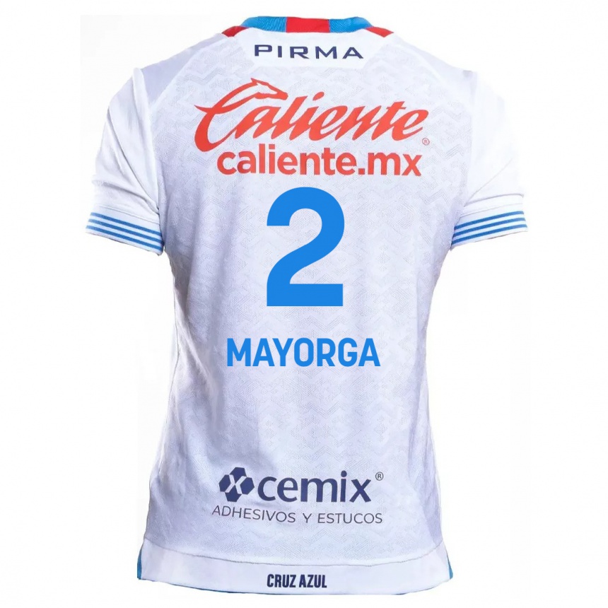 Niño Fútbol Camiseta Alejandro Mayorga #2 Blanco Azul 2ª Equipación 2024/25