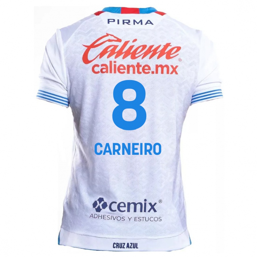 Niño Fútbol Camiseta Gonzalo Carneiro #8 Blanco Azul 2ª Equipación 2024/25