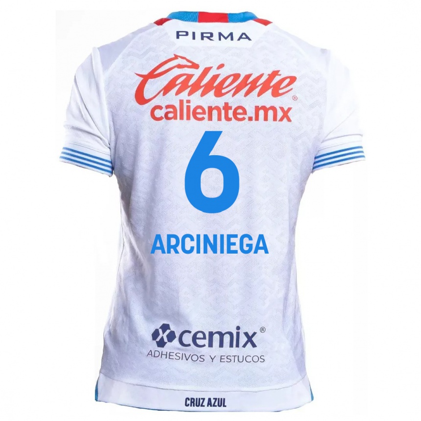 Niño Fútbol Camiseta Mirelle Arciniega #6 Blanco Azul 2ª Equipación 2024/25