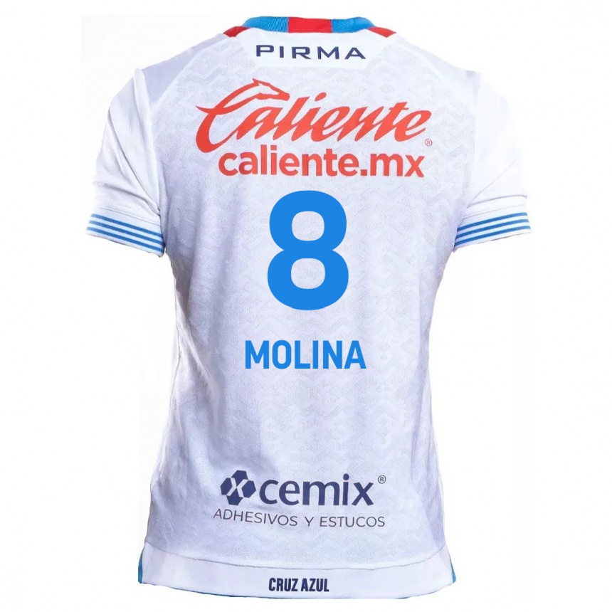 Niño Fútbol Camiseta Dalia Molina #8 Blanco Azul 2ª Equipación 2024/25