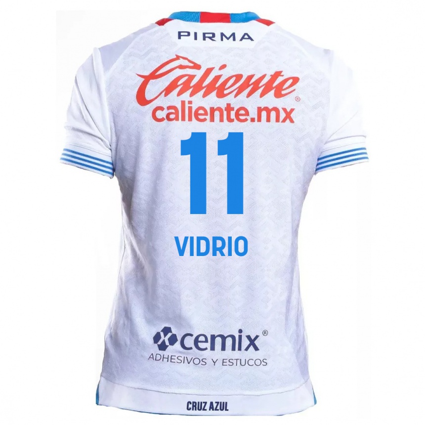 Niño Fútbol Camiseta Nailea Vidrio #11 Blanco Azul 2ª Equipación 2024/25