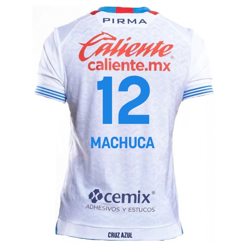 Niño Fútbol Camiseta Gabriela Machuca #12 Blanco Azul 2ª Equipación 2024/25