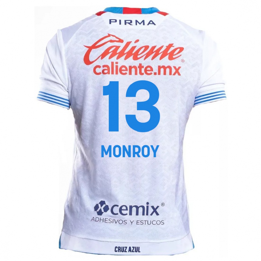 Niño Fútbol Camiseta Daniela Monroy #13 Blanco Azul 2ª Equipación 2024/25