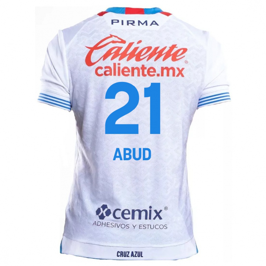 Niño Fútbol Camiseta Karime Abud #21 Blanco Azul 2ª Equipación 2024/25