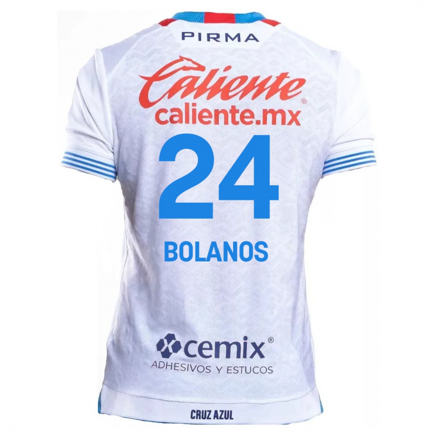 Niño Fútbol Camiseta Jatziry Bolanos #24 Blanco Azul 2ª Equipación 2024/25