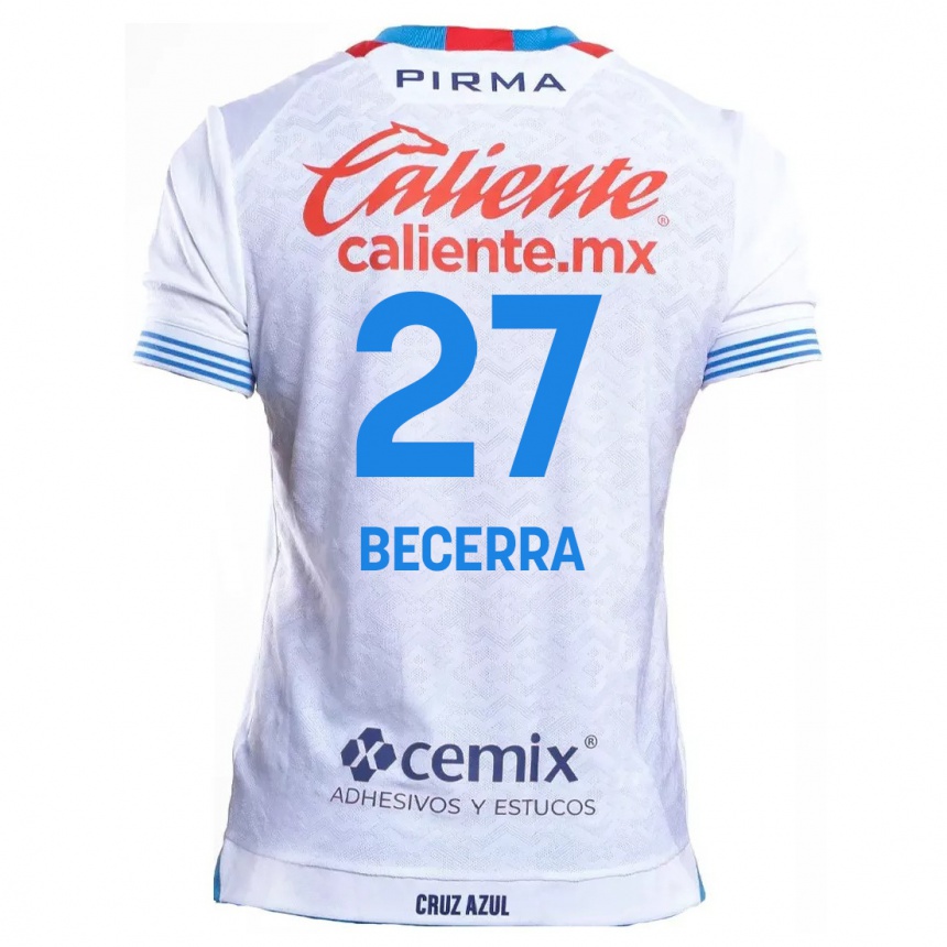 Niño Fútbol Camiseta Ana Becerra #27 Blanco Azul 2ª Equipación 2024/25