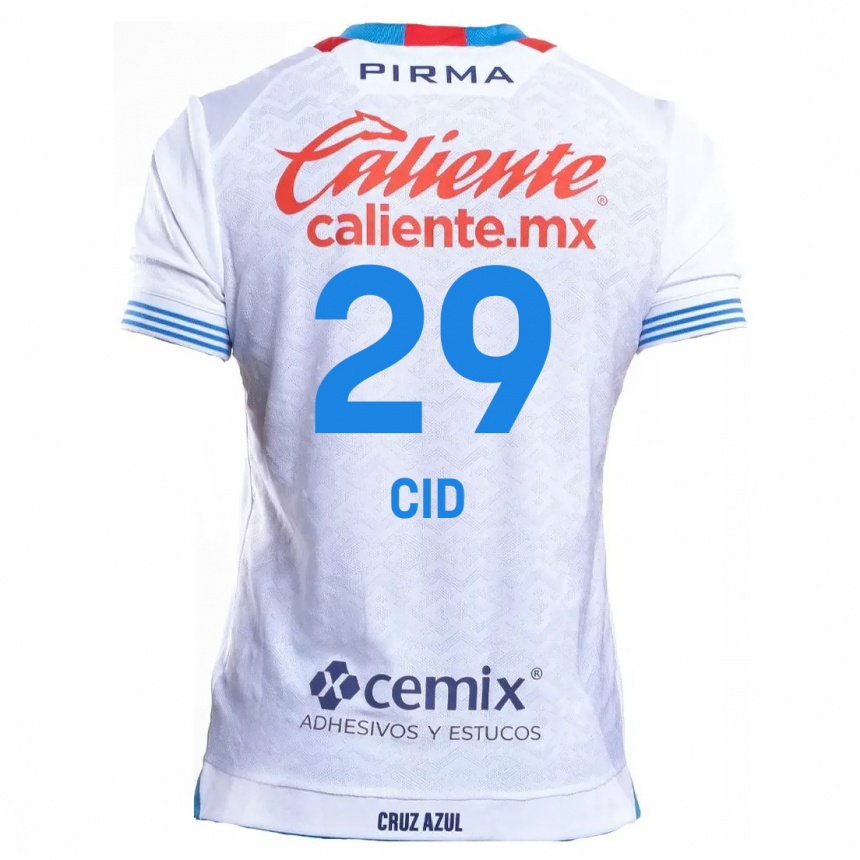 Niño Fútbol Camiseta Claudia Cid #29 Blanco Azul 2ª Equipación 2024/25