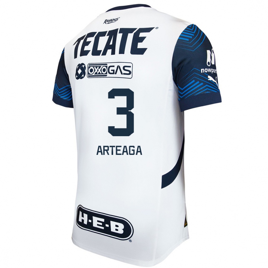 Niño Fútbol Camiseta Gerardo Arteaga #3 Blanco Azul 2ª Equipación 2024/25