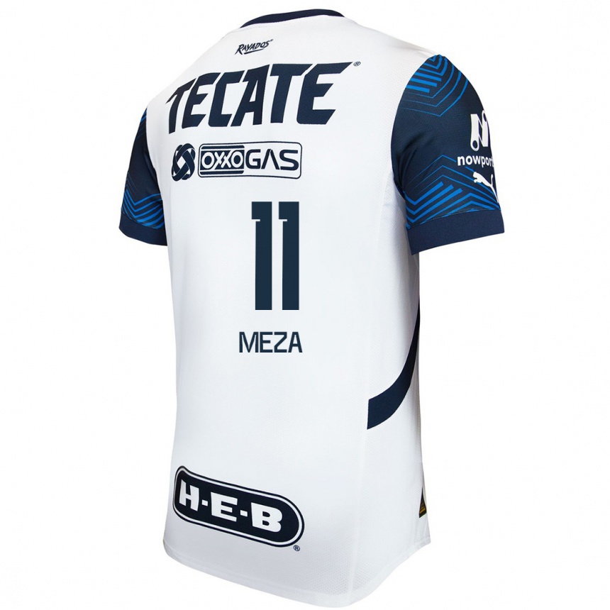 Niño Fútbol Camiseta Maximiliano Meza #11 Blanco Azul 2ª Equipación 2024/25