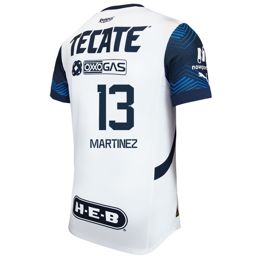 Niño Fútbol Camiseta Jaziel Martínez #13 Blanco Azul 2ª Equipación 2024/25