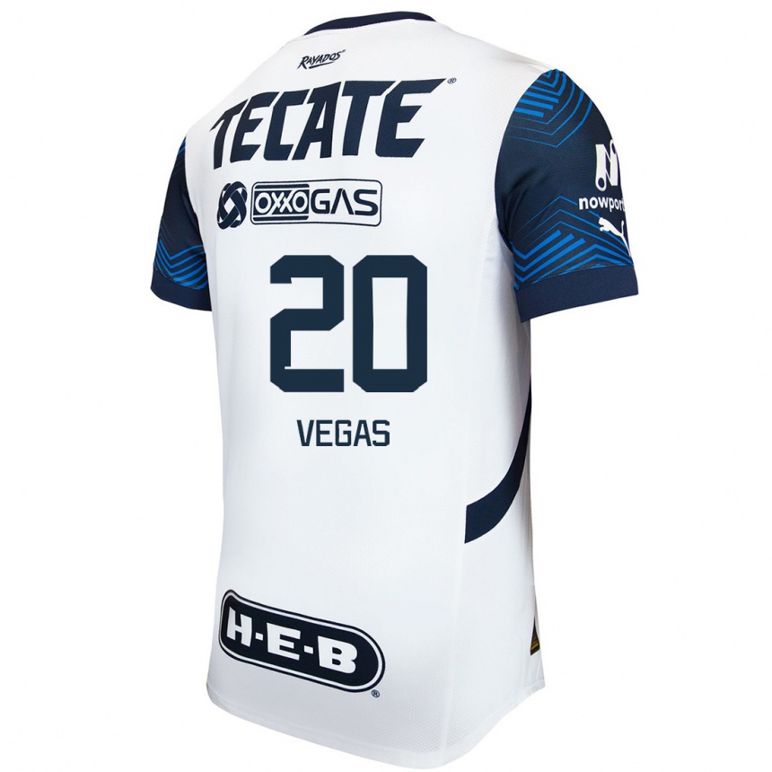 Niño Fútbol Camiseta Sebastián Vegas #20 Blanco Azul 2ª Equipación 2024/25