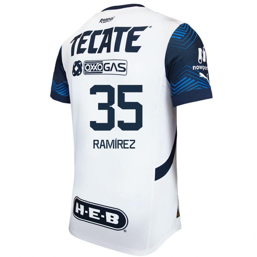 Niño Fútbol Camiseta Pedro Ramírez #35 Blanco Azul 2ª Equipación 2024/25