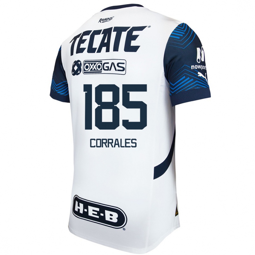 Niño Fútbol Camiseta Ángel Corrales #185 Blanco Azul 2ª Equipación 2024/25