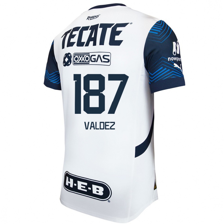 Niño Fútbol Camiseta Érick Valdez #187 Blanco Azul 2ª Equipación 2024/25