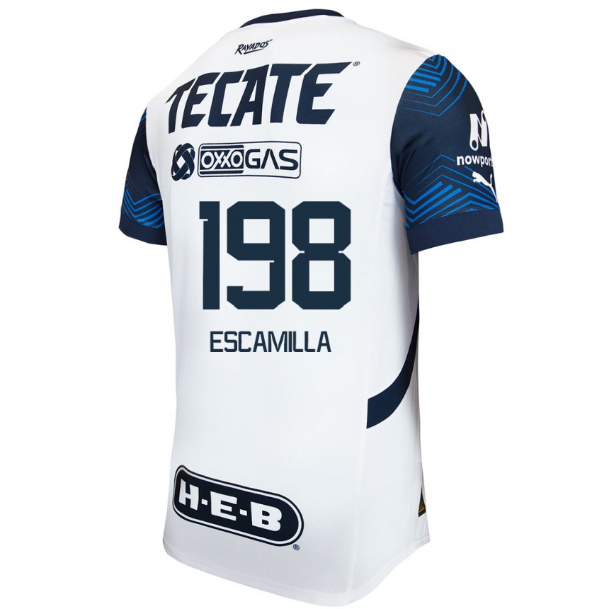 Niño Fútbol Camiseta Diego Escamilla #198 Blanco Azul 2ª Equipación 2024/25