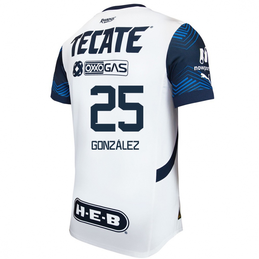 Niño Fútbol Camiseta Jonathan González #25 Blanco Azul 2ª Equipación 2024/25