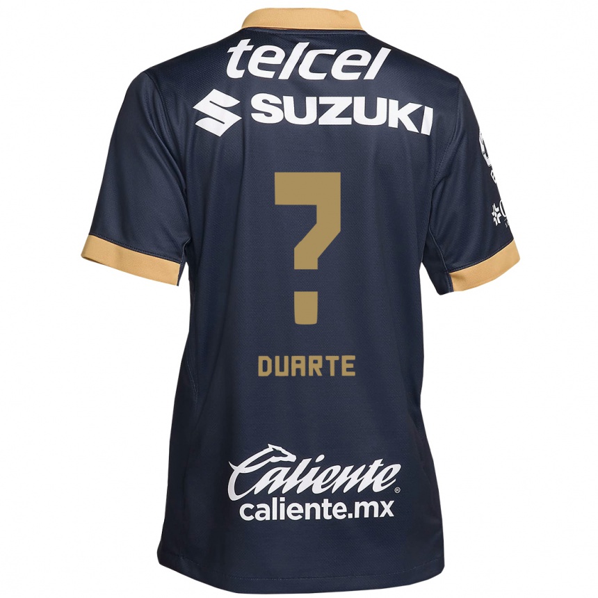 Niño Fútbol Camiseta Rubén Duarte #0 Obsidiana Dorada Blanca 2ª Equipación 2024/25