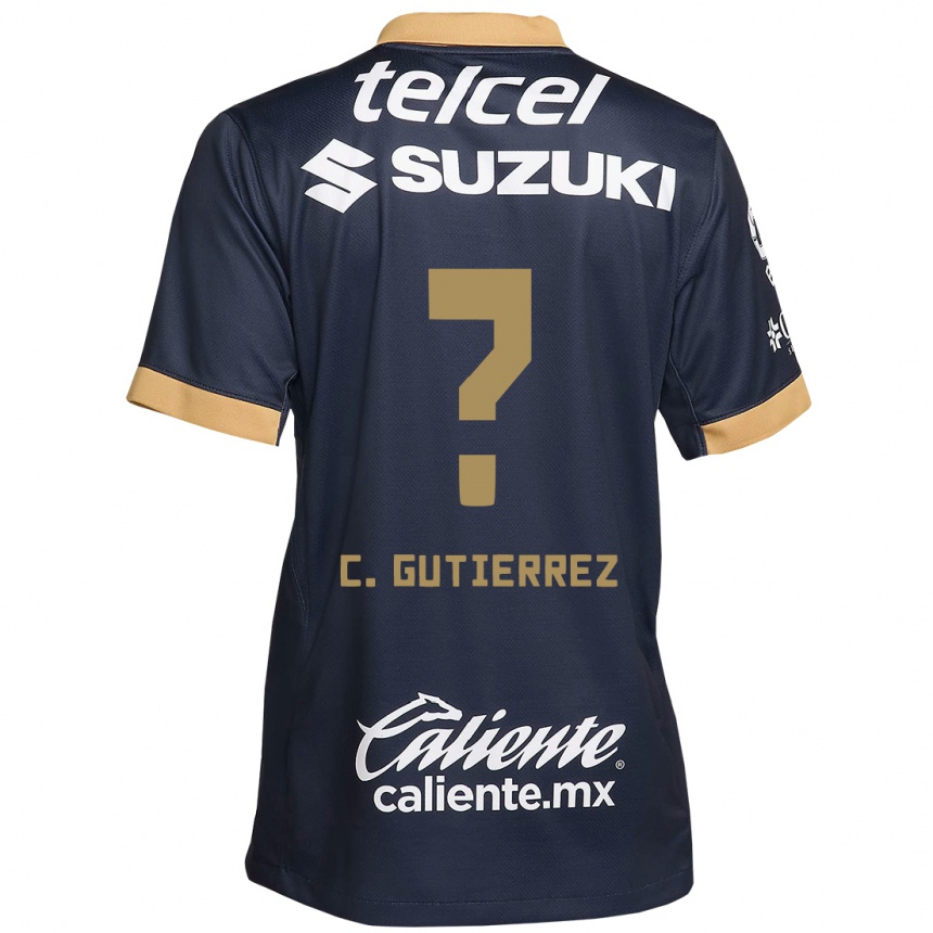 Niño Fútbol Camiseta Carlos Gutiérrez #0 Obsidiana Dorada Blanca 2ª Equipación 2024/25