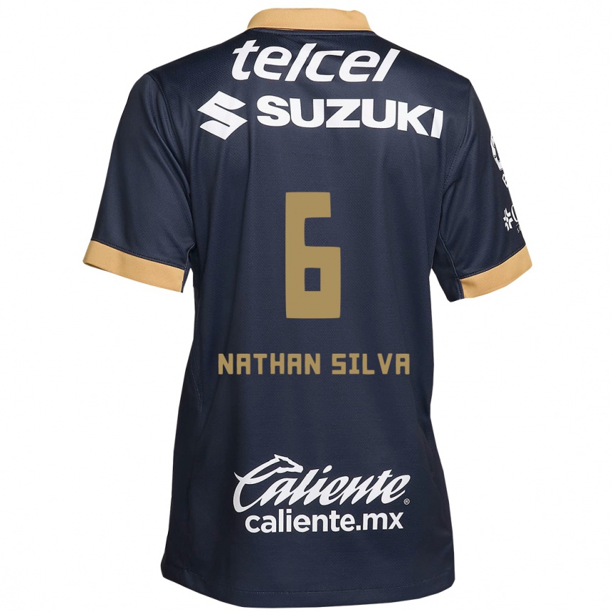 Niño Fútbol Camiseta Nathan Silva #6 Obsidiana Dorada Blanca 2ª Equipación 2024/25