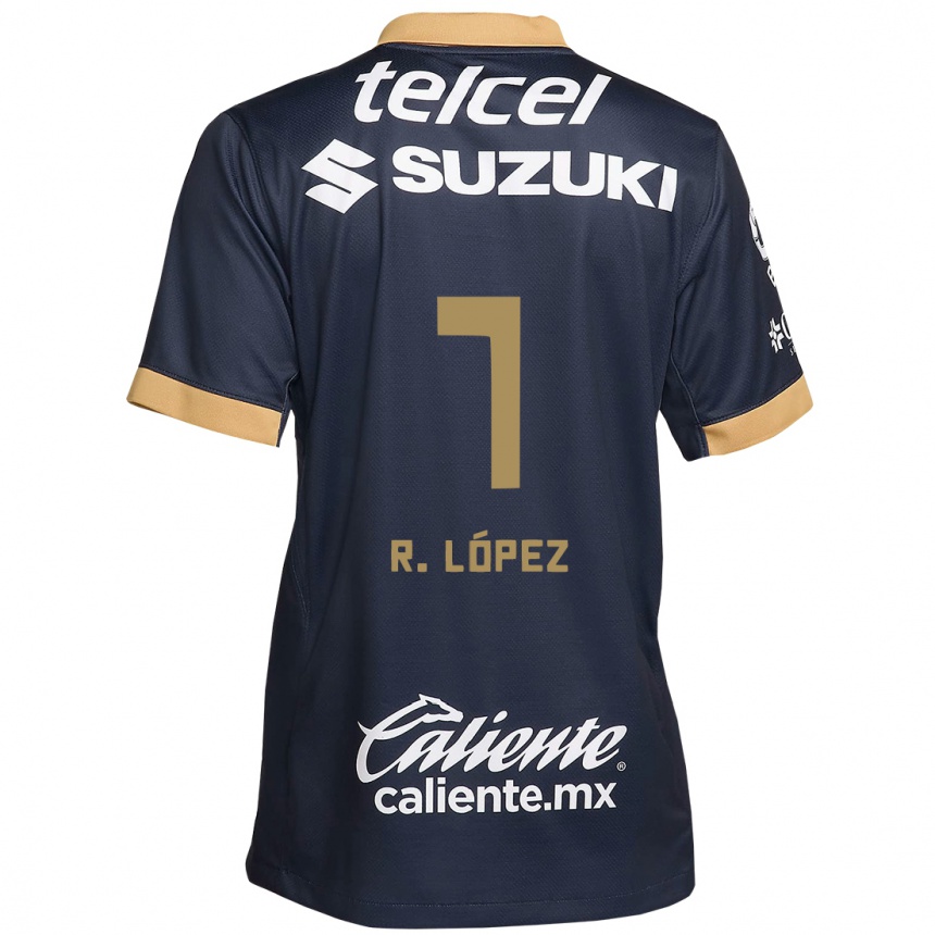 Niño Fútbol Camiseta Rodrigo López #7 Obsidiana Dorada Blanca 2ª Equipación 2024/25