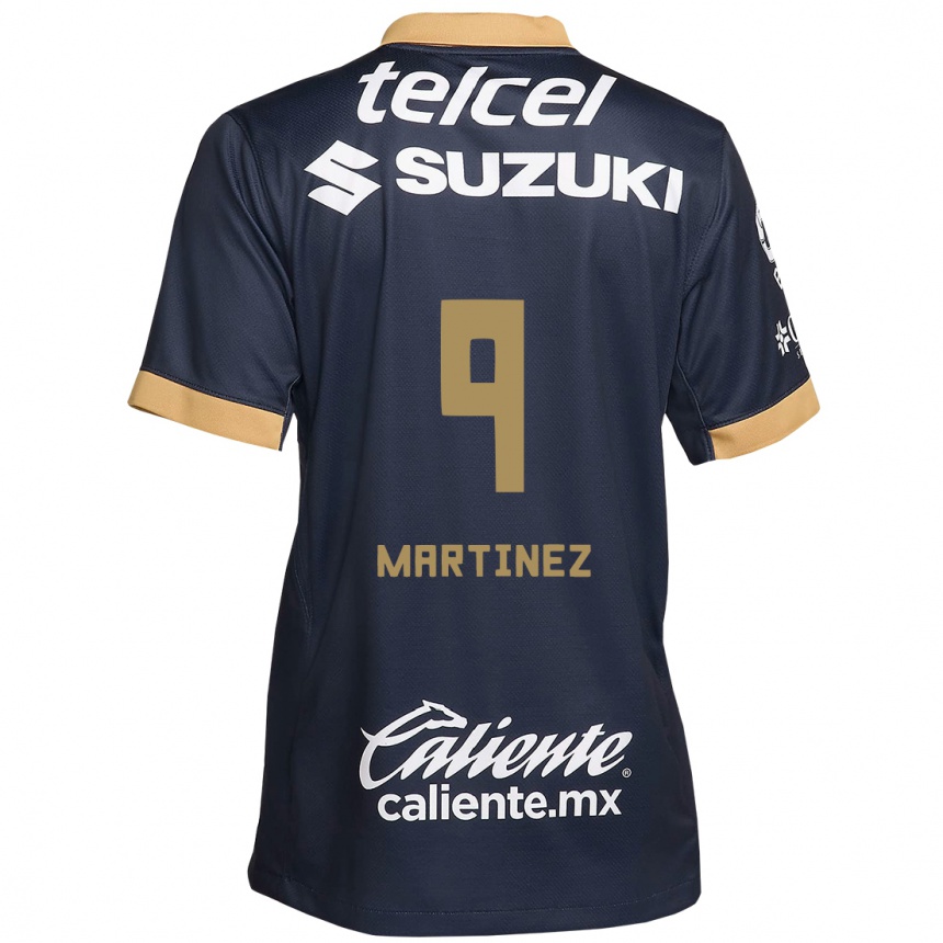 Niño Fútbol Camiseta Guillermo Martínez #9 Obsidiana Dorada Blanca 2ª Equipación 2024/25