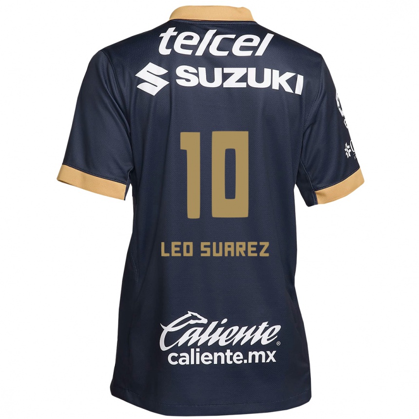 Niño Fútbol Camiseta Leo Suárez #10 Obsidiana Dorada Blanca 2ª Equipación 2024/25