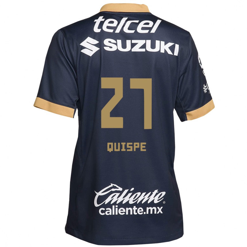 Niño Fútbol Camiseta Piero Quispe #27 Obsidiana Dorada Blanca 2ª Equipación 2024/25