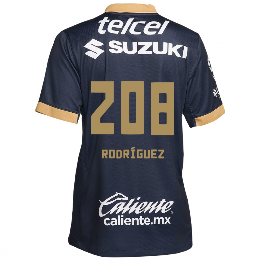 Niño Fútbol Camiseta Gael Rodríguez #208 Obsidiana Dorada Blanca 2ª Equipación 2024/25