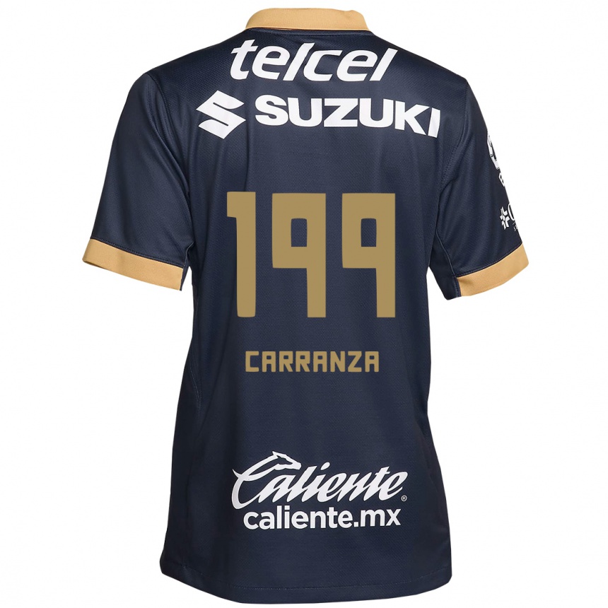 Niño Fútbol Camiseta Kléber Carranza #199 Obsidiana Dorada Blanca 2ª Equipación 2024/25