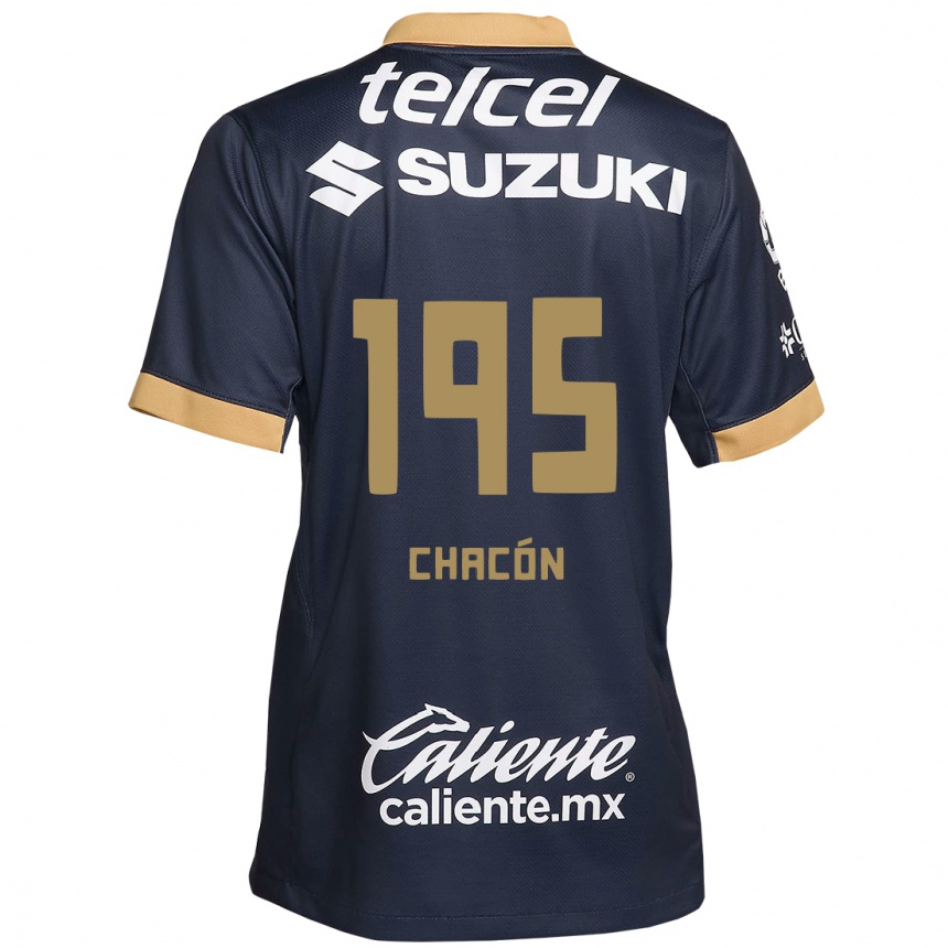 Niño Fútbol Camiseta Eduardo Chacón #195 Obsidiana Dorada Blanca 2ª Equipación 2024/25