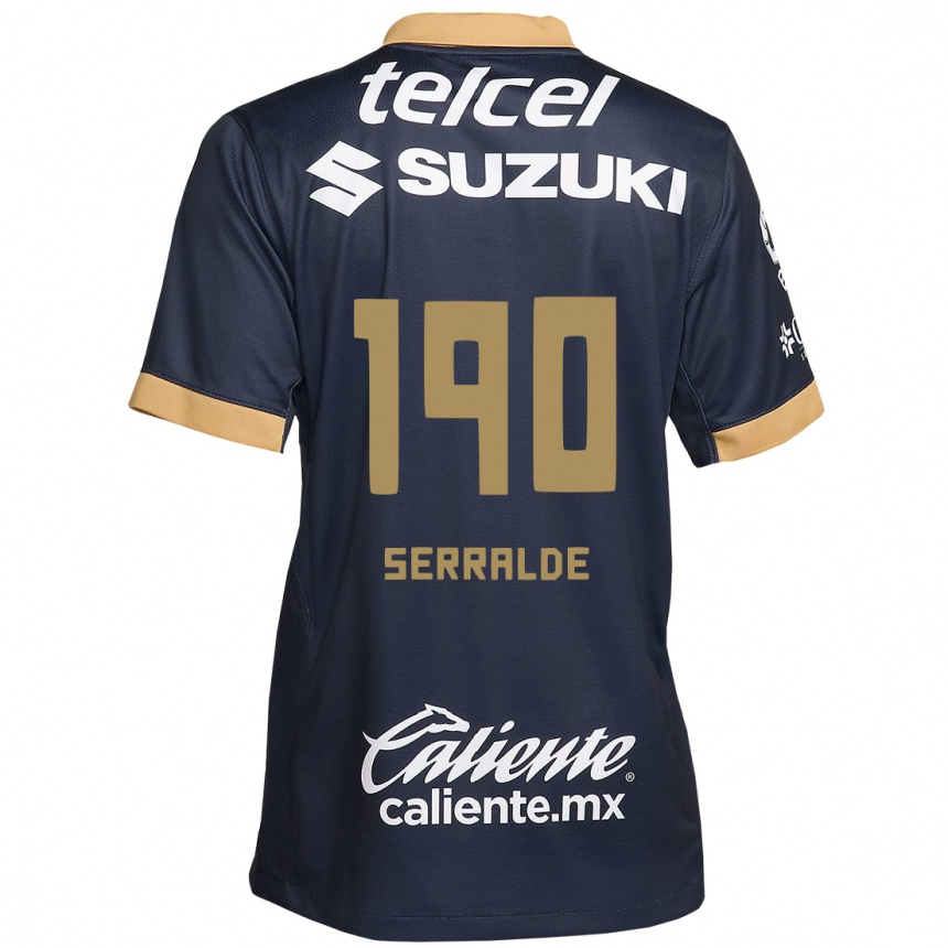 Niño Fútbol Camiseta Gerardo Serralde #190 Obsidiana Dorada Blanca 2ª Equipación 2024/25