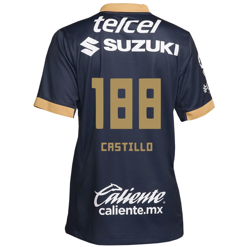 Niño Fútbol Camiseta Christian Castillo #188 Obsidiana Dorada Blanca 2ª Equipación 2024/25