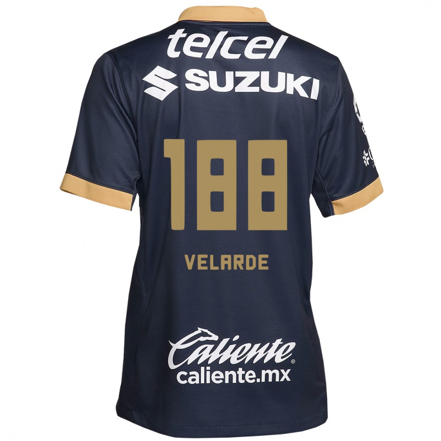 Niño Fútbol Camiseta Andrés Velarde #188 Obsidiana Dorada Blanca 2ª Equipación 2024/25