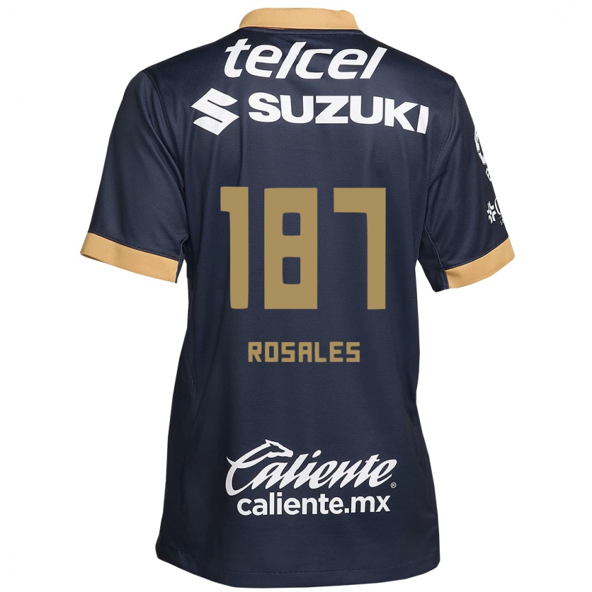 Niño Fútbol Camiseta Alonso Rosales #187 Obsidiana Dorada Blanca 2ª Equipación 2024/25