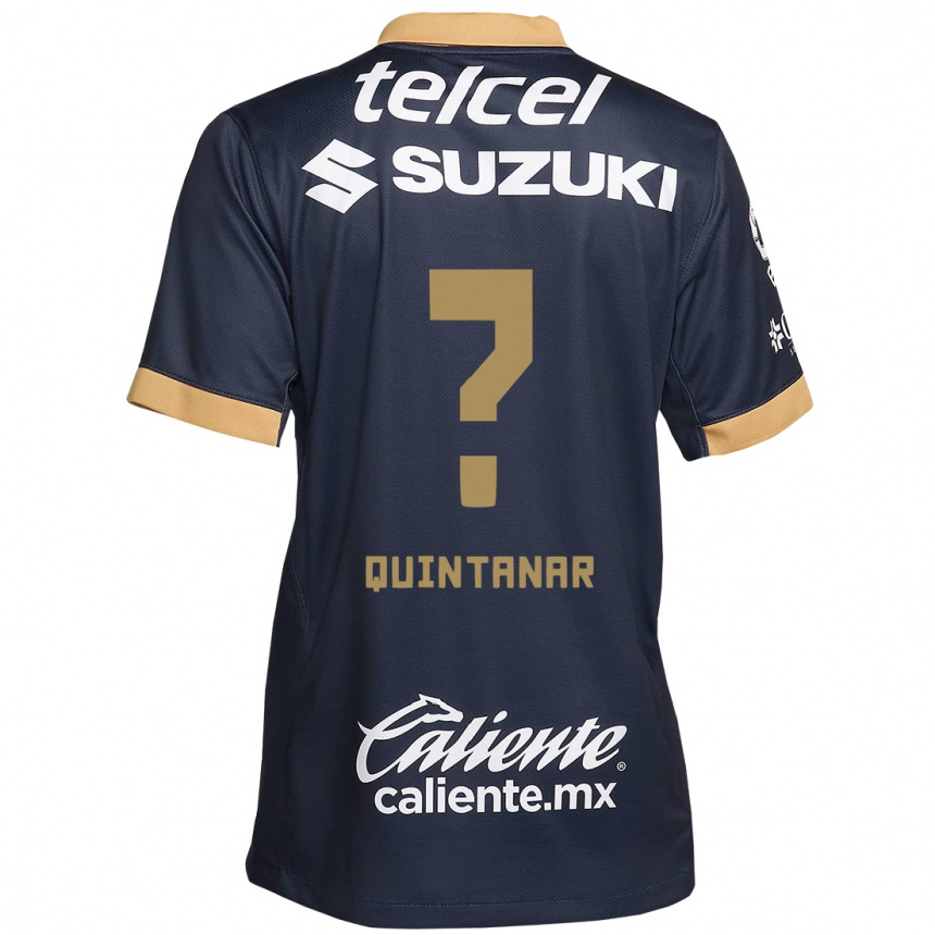 Niño Fútbol Camiseta Edgar Quintanar #0 Obsidiana Dorada Blanca 2ª Equipación 2024/25