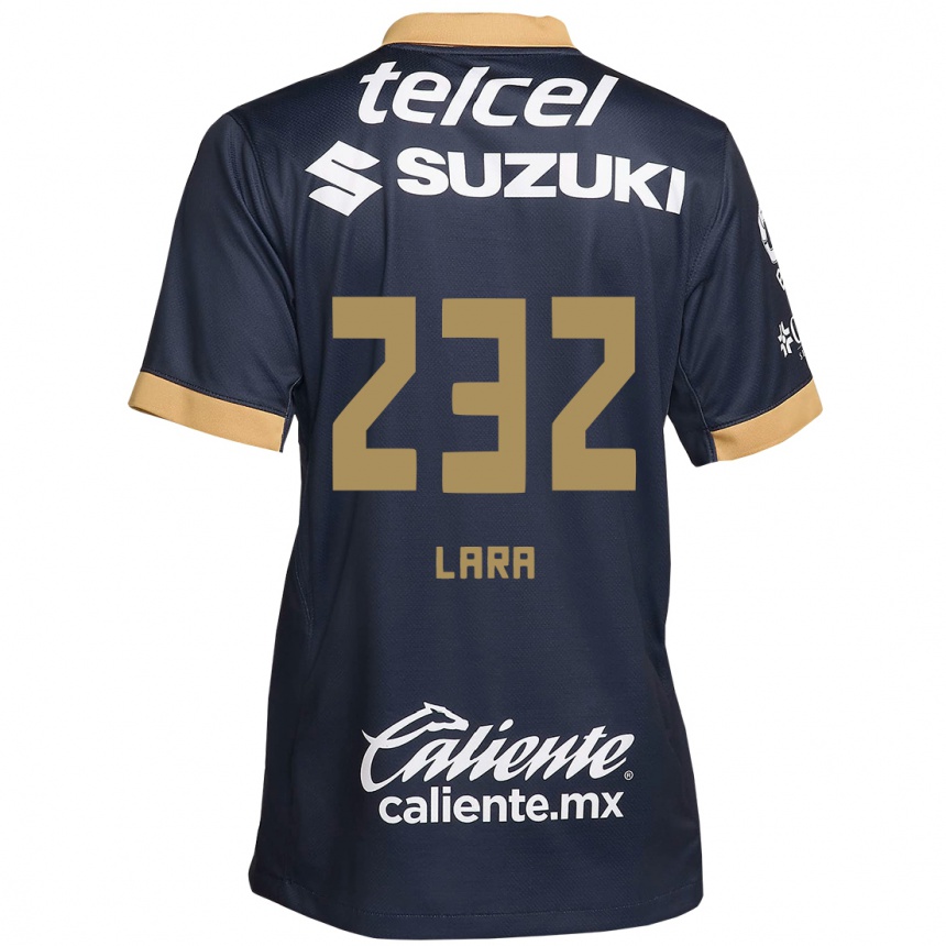 Niño Fútbol Camiseta Pablo Lara #232 Obsidiana Dorada Blanca 2ª Equipación 2024/25