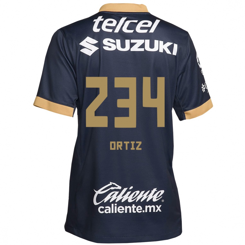 Niño Fútbol Camiseta Jorge Ortiz #234 Obsidiana Dorada Blanca 2ª Equipación 2024/25