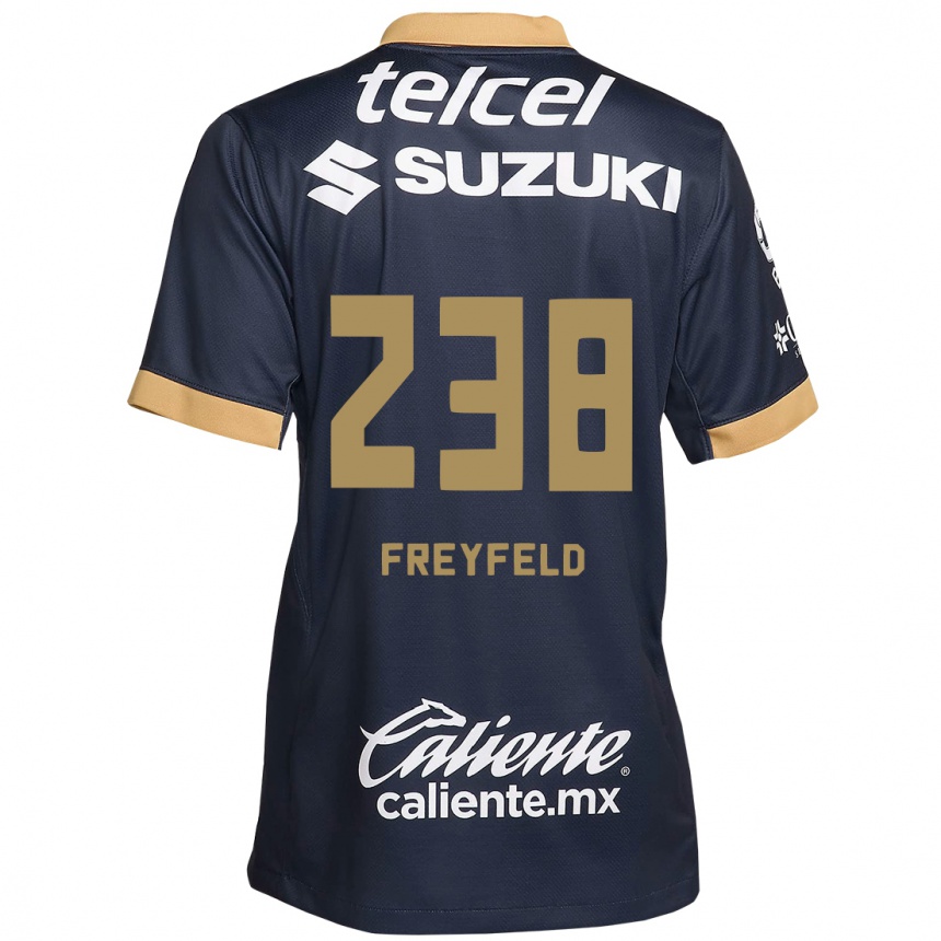 Niño Fútbol Camiseta Julián Freyfeld #238 Obsidiana Dorada Blanca 2ª Equipación 2024/25