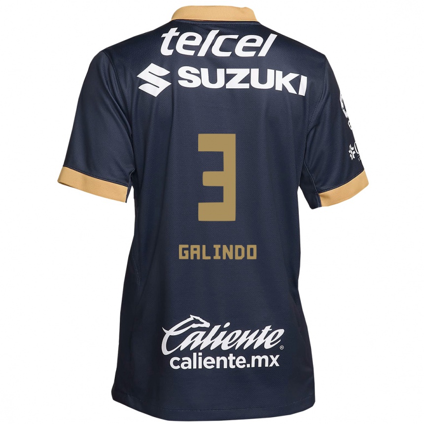 Niño Fútbol Camiseta Ricardo Galindo #3 Obsidiana Dorada Blanca 2ª Equipación 2024/25