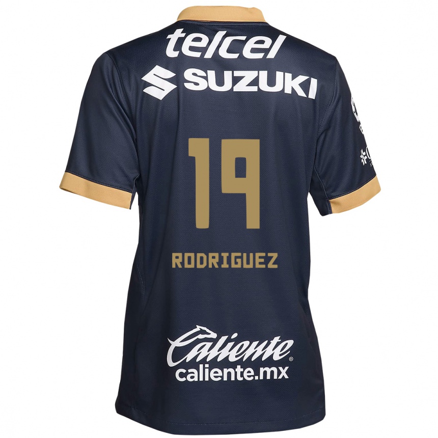 Niño Fútbol Camiseta Yaneisy Rodriguez #19 Obsidiana Dorada Blanca 2ª Equipación 2024/25