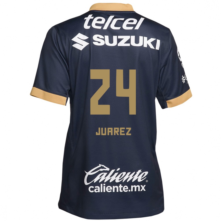 Niño Fútbol Camiseta Gabriela Juarez #24 Obsidiana Dorada Blanca 2ª Equipación 2024/25