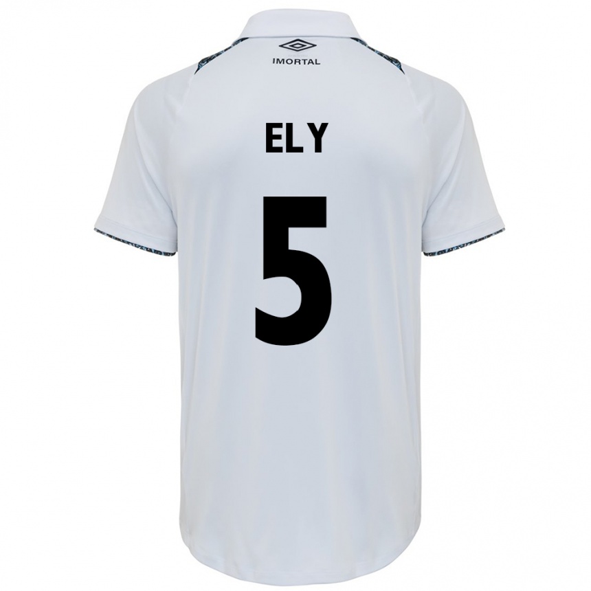 Niño Fútbol Camiseta Rodrigo Ely #5 Blanco Azul 2ª Equipación 2024/25