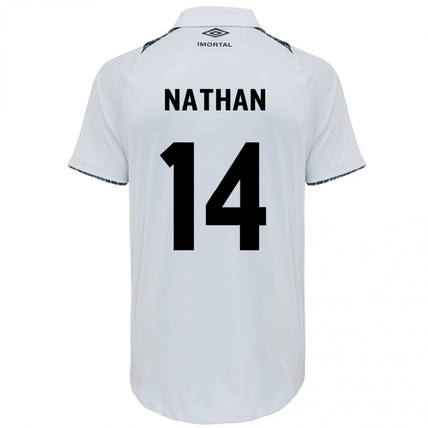 Niño Fútbol Camiseta Nathan #14 Blanco Azul 2ª Equipación 2024/25