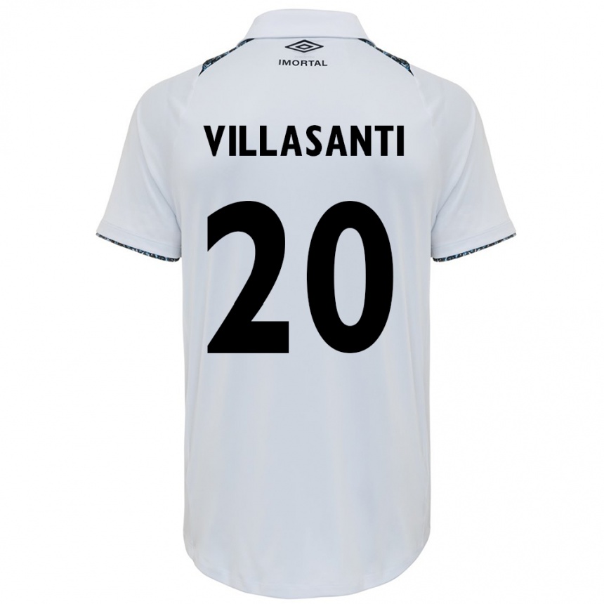 Niño Fútbol Camiseta Mathías Villasanti #20 Blanco Azul 2ª Equipación 2024/25