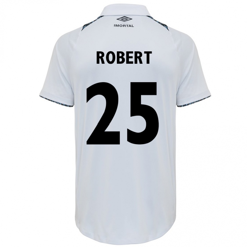 Niño Fútbol Camiseta Jhonata Robert #25 Blanco Azul 2ª Equipación 2024/25