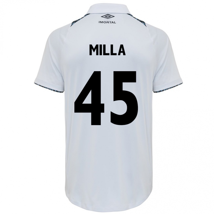 Niño Fútbol Camiseta Lucas Milla #45 Blanco Azul 2ª Equipación 2024/25