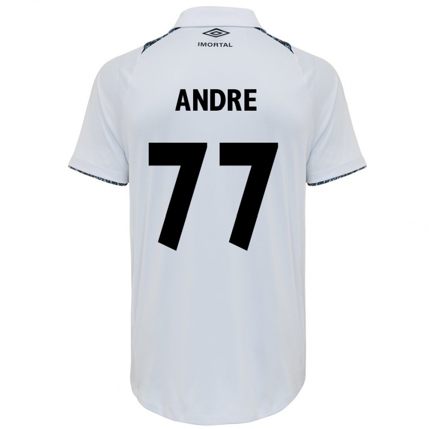 Niño Fútbol Camiseta André #77 Blanco Azul 2ª Equipación 2024/25